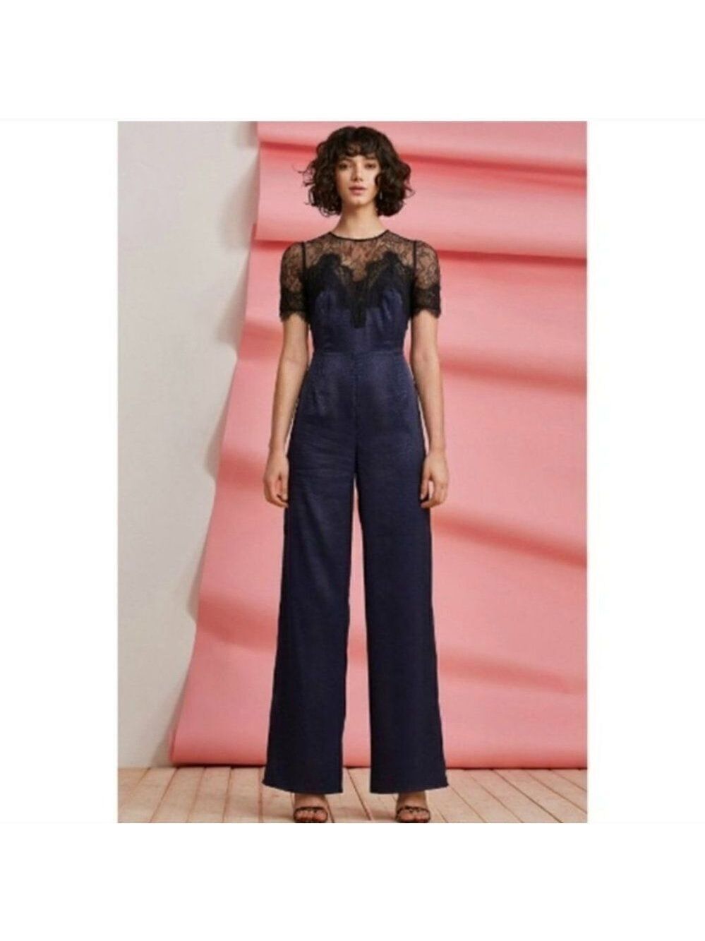 Nwt Foxiedox | Nixie Lace Wide Leg Illusion Neck Jumpsuit - Picture 3 of 15